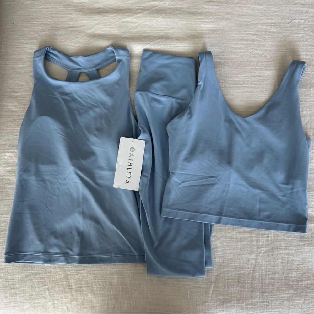 Athleta Workout Set - 3 pc, Heron Blue